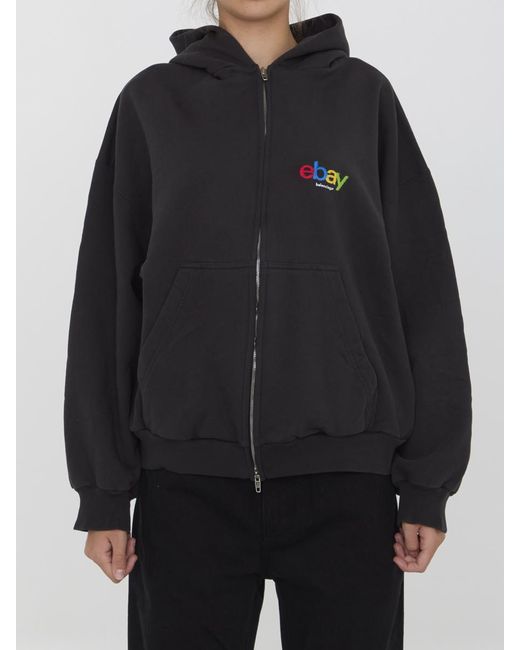 Balenciaga Zip-Up Hoodie Ebay in Black | Lyst
