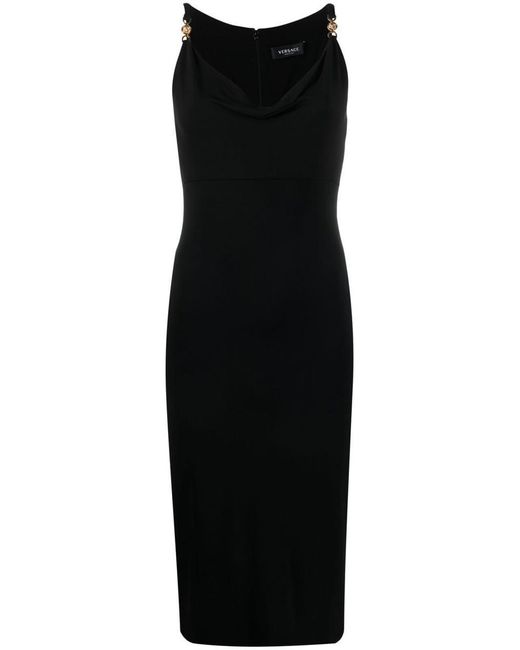 Versace Black Midi Pencil Jersey Dress