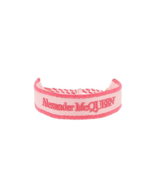 Alexander McQueen Pink Embroidered Bracelet