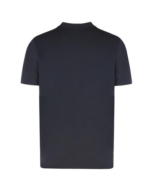Emporio Armani Blue Cotton Crew-Neck T-Shirt for men