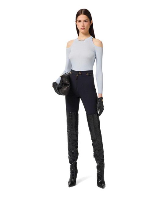 Elisabetta Franchi Blue Zipped Pants