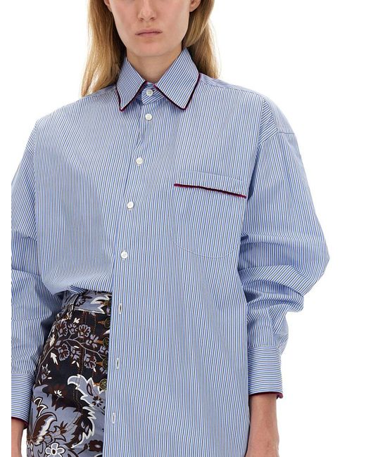 Etro Blue Striped Cotton Shirt