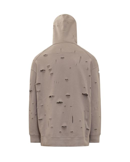Givenchy Gray Sweatshirt In Tattered Gauze Fabric for men
