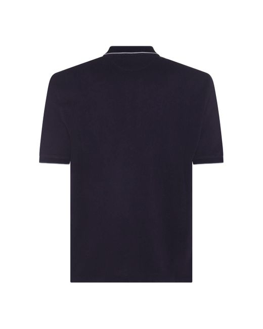 Brunello Cucinelli Blue Dark Navy Cotton Polo Shirt for men