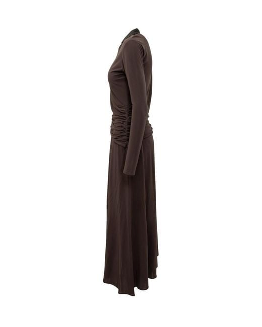 Tory Burch Brown Midi Dress With Contrast Collar