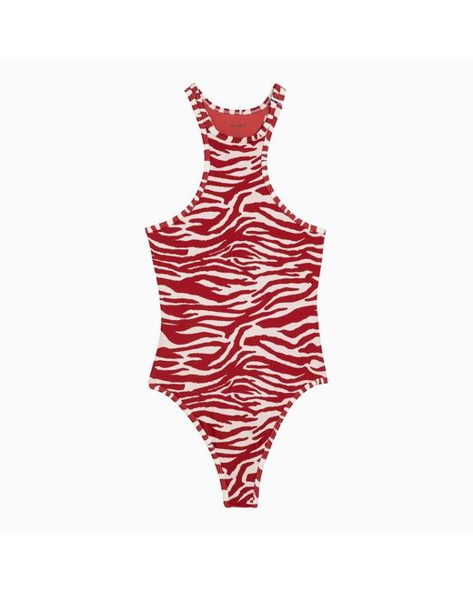 The Attico Red Zebra Print One-Piece Swimming Costume
