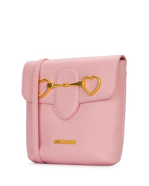 Love Moschino Pink Heart-Plaque Crossbody Bag