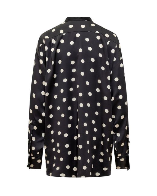 Stella McCartney Black Maxi Shirt With Polka Dot Pattern