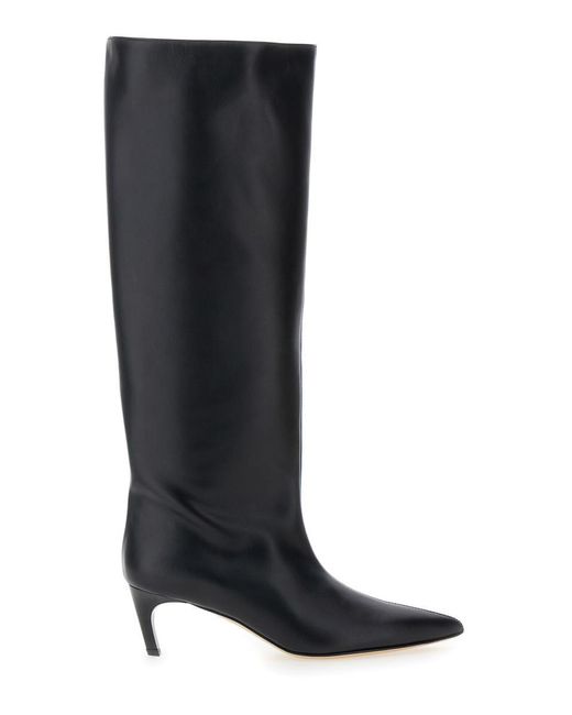 Semicouture Black High Boots With Pointed Toe And Low Heel