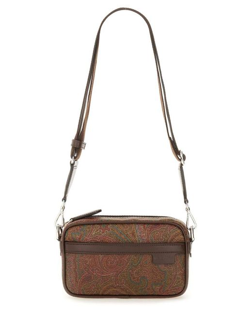 Etro Brown Patterned Shoulder Bag for men