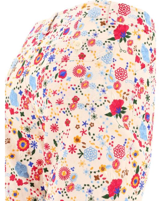 Ines De La Fressange Paris Pink "charlotte" Embroidered Trousers