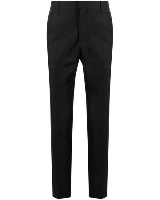 AMI Black Tapered-leg Wool Trousers for men