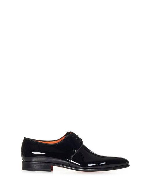 Santoni White Leather Vynil Lace Up Shoes for men