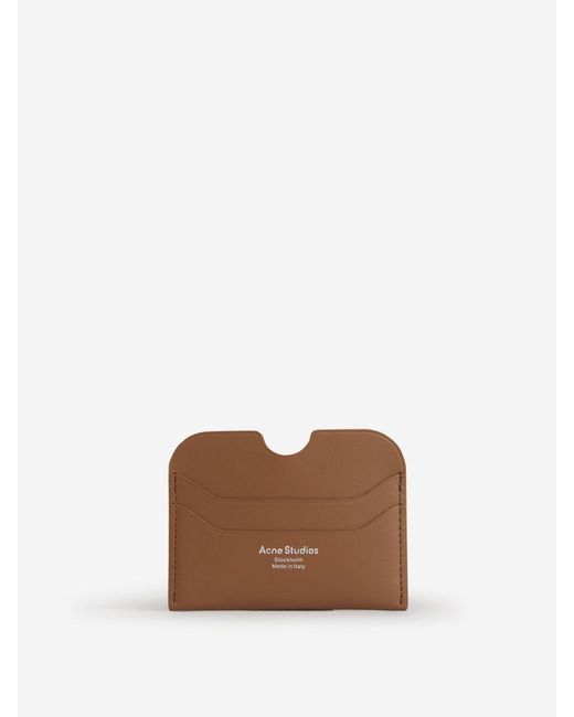 Acne Brown Leather Logo Card Holder for men