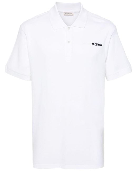 Alexander McQueen White Polo Shirt With Logo for men
