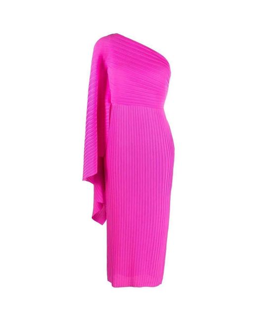 Solace London Pink Lenna One-shoulder Midi Dress