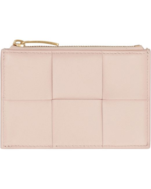 Bottega Veneta Pink Leather Card Holder