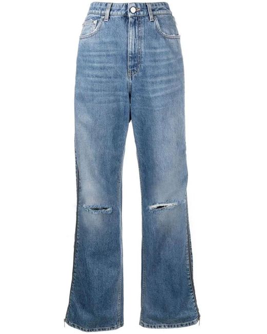 Stella McCartney Blue Zip-detail Straight-leg Jeans