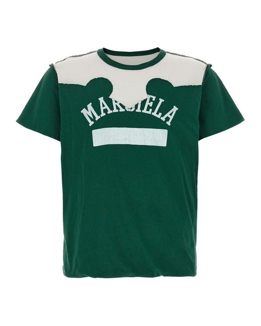 Maison Margiela Green Western Patchwork T-shirt for men