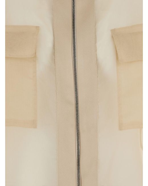 Antonelli Natural 'Zaffiro' Jacket With Puffed Sleeves And Drawstring Waist