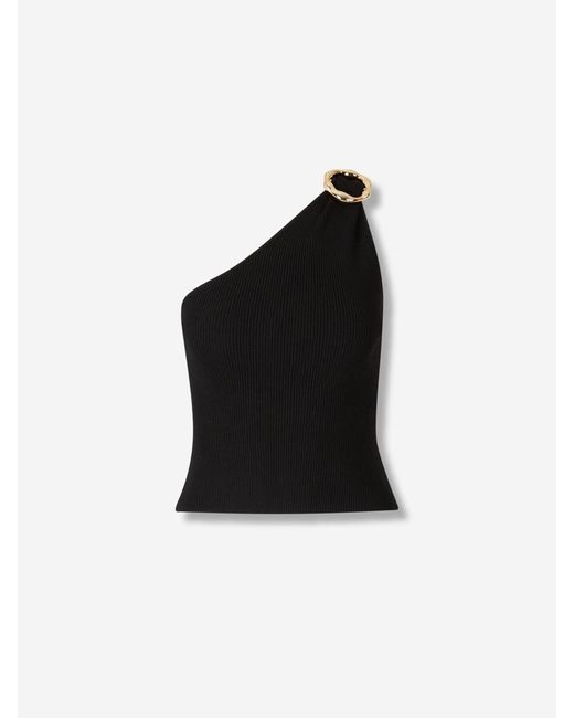 Jonathan Simkhai Black Asymmetrical Ribbed Top