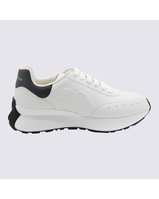 Alexander McQueen White And Black Leather Sprint Sneakers for men