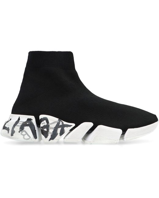 Balenciaga Black Speed 2.0 Knitted Sock-Sneakers for men