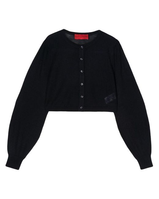 Wild Cashmere Black Silk And Cashmere Blend Cropped Cardigan