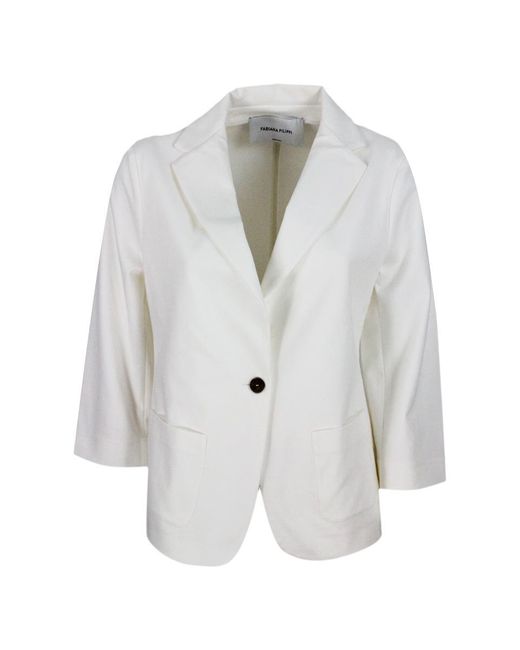 Fabiana Filippi White Single-Breasted Blazer Jacket