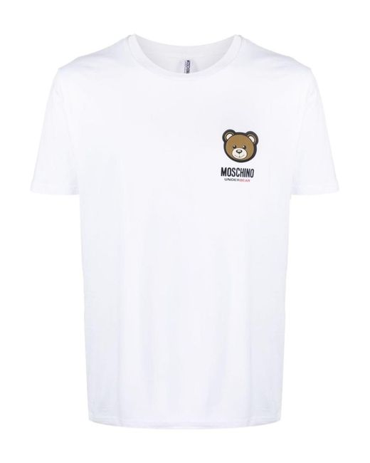 Moschino White Underwear Teddy-print T-shirt for men