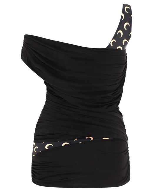MARINE SERRE Black Ruffled Dress