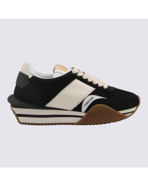 Tom Ford Black And Cream Suede James Sneakers for men