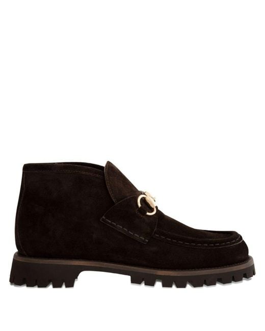 Gucci Black Horsebit Suede Boots