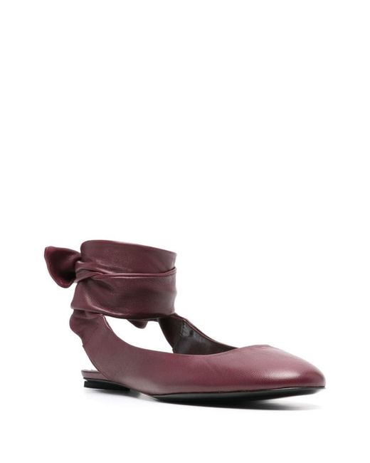 The Attico Purple Cloe Leather Ballerina Shoes