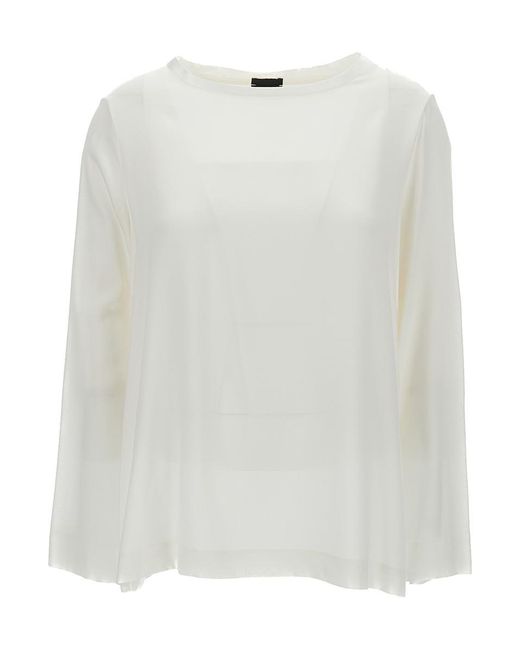 Plain White Long-Sleeved Blouse