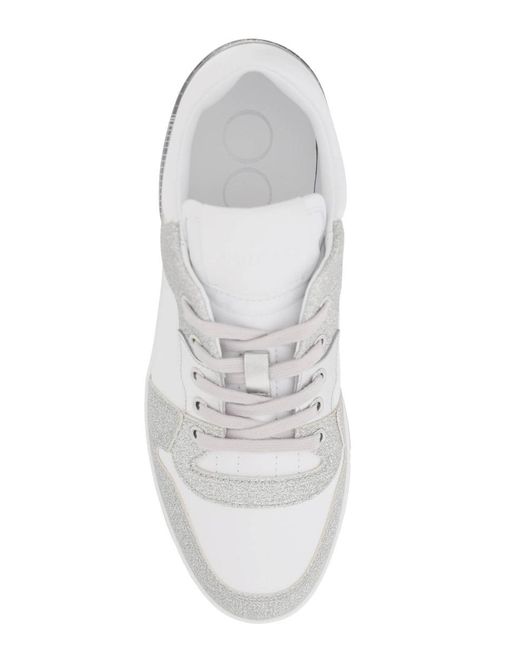 Jimmy Choo White Florent/f Leather & Glitter Sneaker