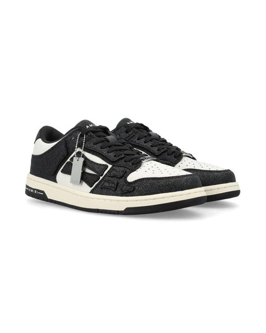 Skel Top Low Leather Sneakers in Black - Amiri