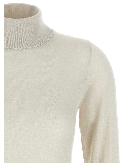 Brunello Cucinelli White 'Sparkling' Turtleneck Sweater