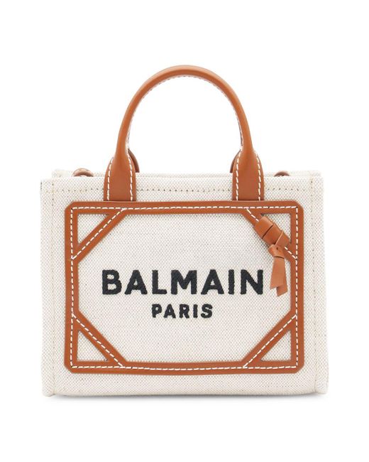 Balmain White B-army Mini Shopper Bag