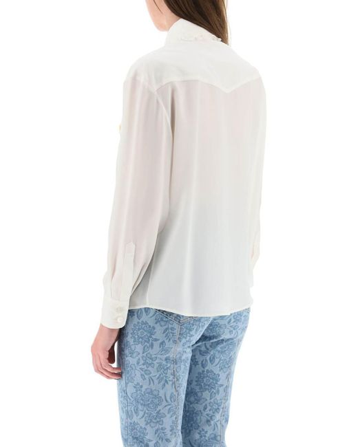 Alessandra Rich White Silk Shirt