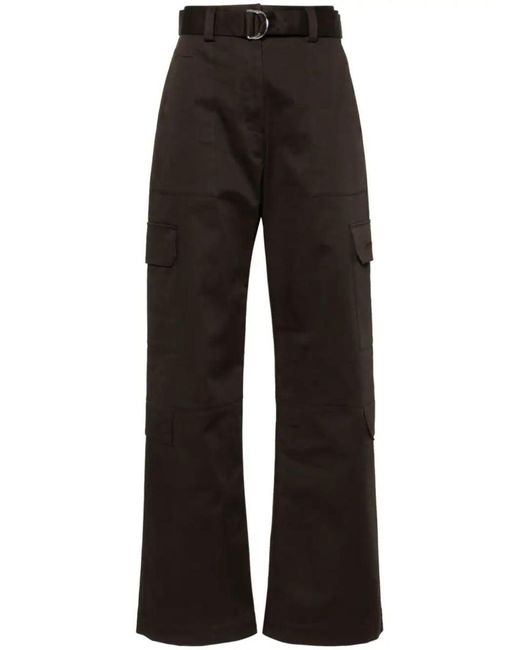 MSGM Black Gabardine Cargo Pants Clothing