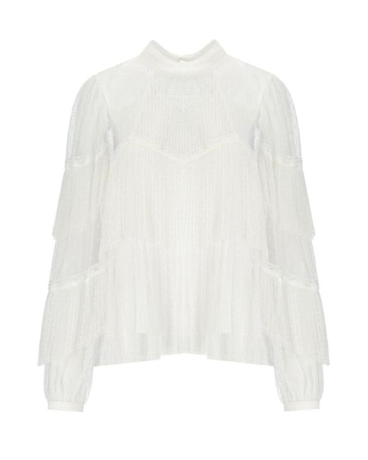 Twinset White Pleated Blouse