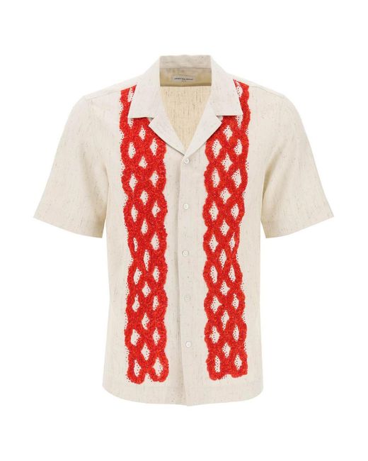 Dries Van Noten Red "Carltone Short Sleeve Shirt With for men