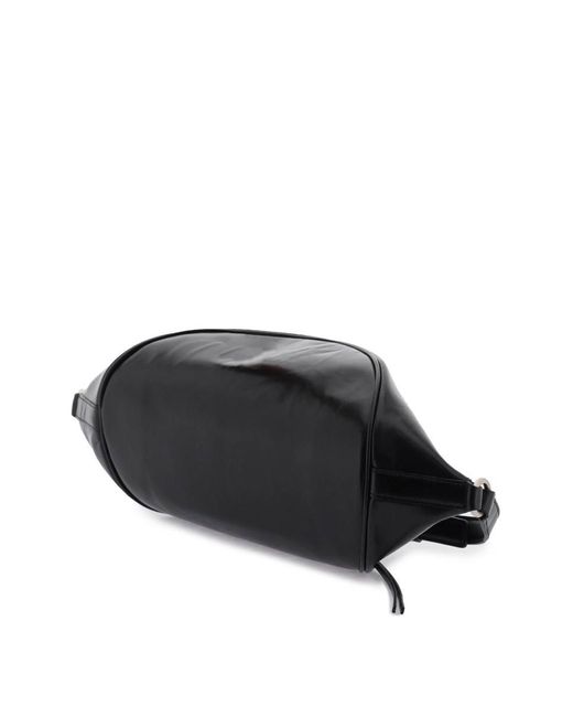 Jil Sander Black Medium Shoulder Bag In Brushed Leather for men