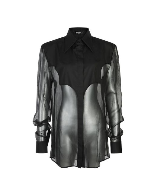Balmain Black Silk Shirt