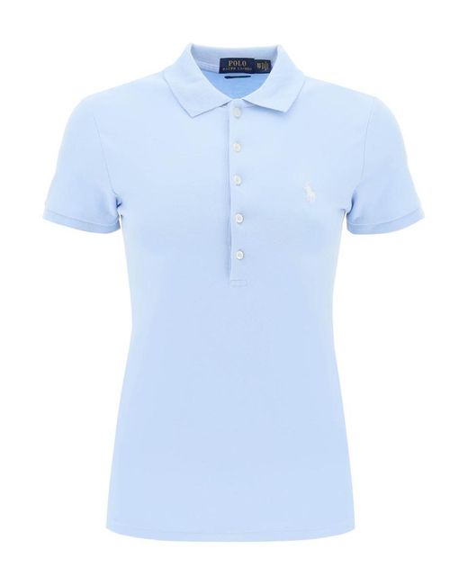 Polo Ralph Lauren Blue Slim Fit Five Button Polo Shirt