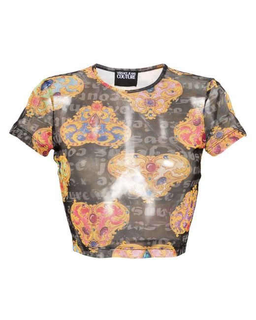Versace Multicolor Heart Couture Print T-shirt
