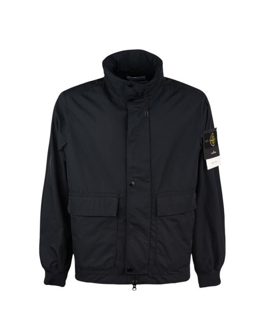Stone Island Blue Micro Twill Hooded Jacket for men