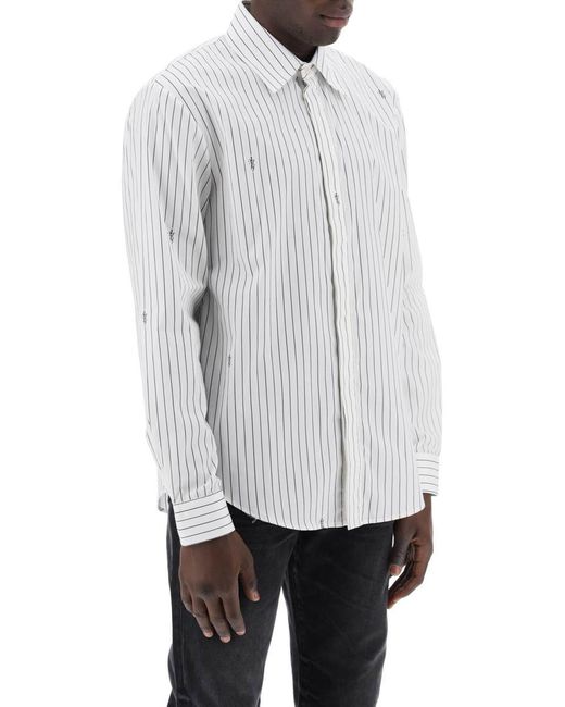 Amiri White Striped Shirt With Staggered Logo for men