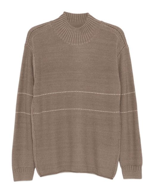 Emporio Armani Brown Wool Crewneck Jumper for men